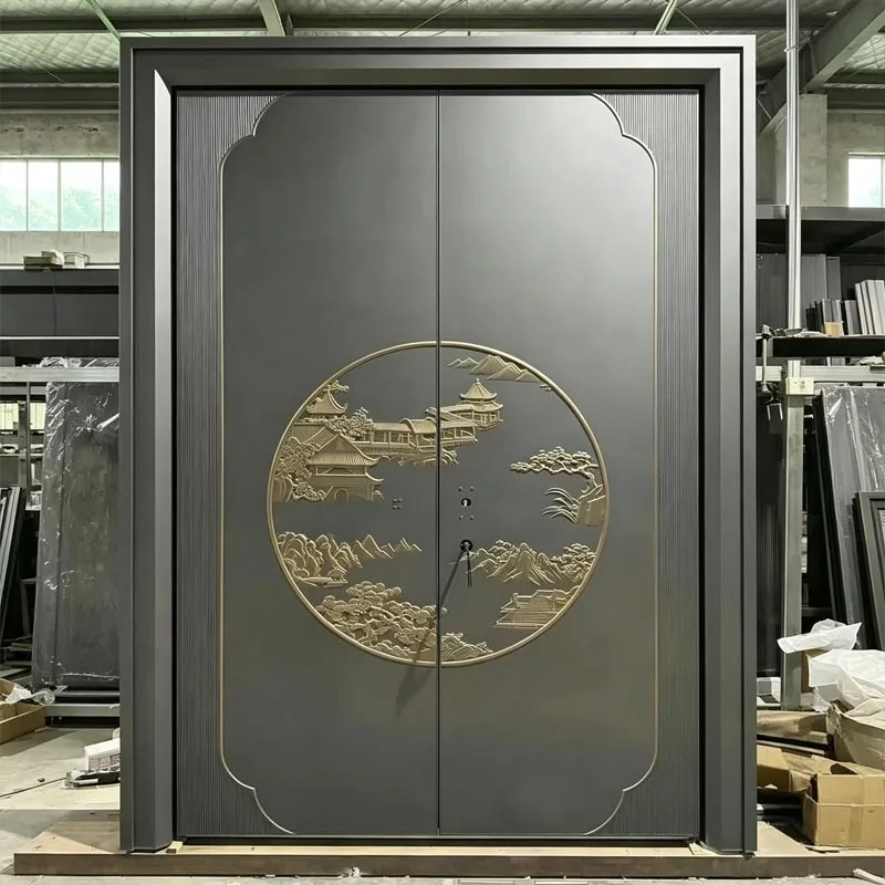 Drzwi wejściowe z odlewu aluminiowego z wytłoczonym wzorem 3D