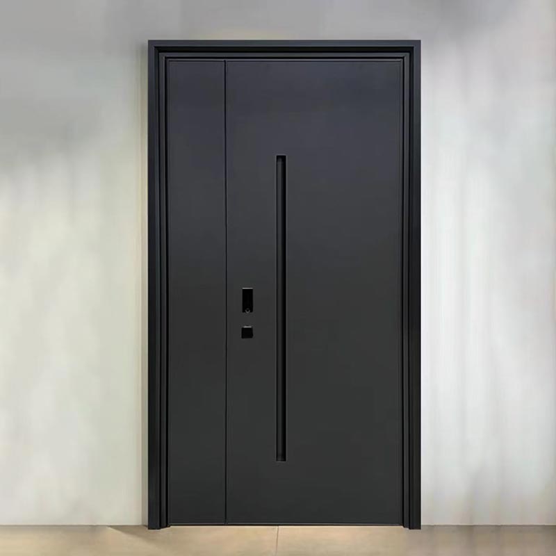 Włoskie minimalistyczne miedziano-aluminiowe drzwi dla matki i syna
